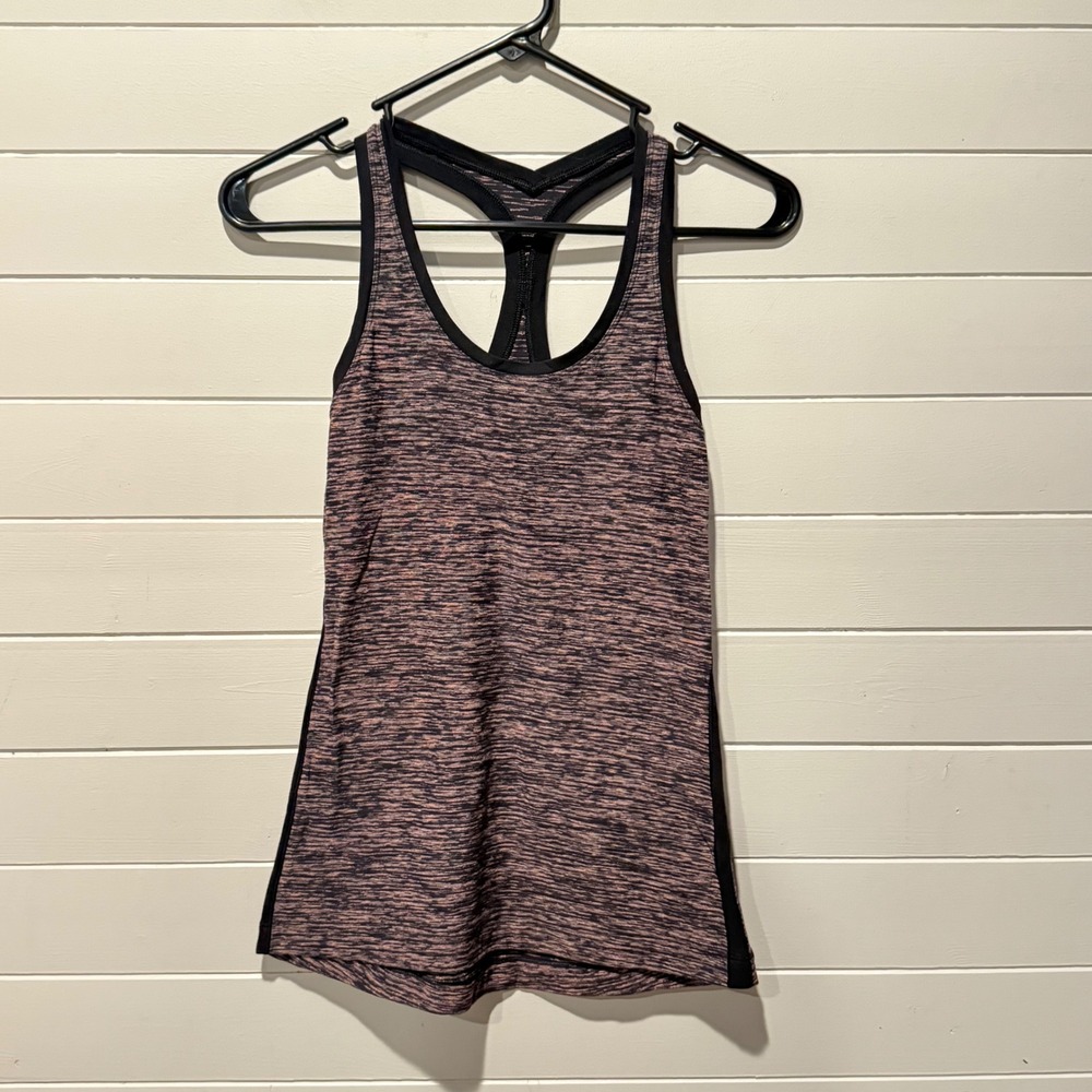 Lululemon Cool Racerback Tank Top 4 Pink Black Space Dye Athletic Yoga